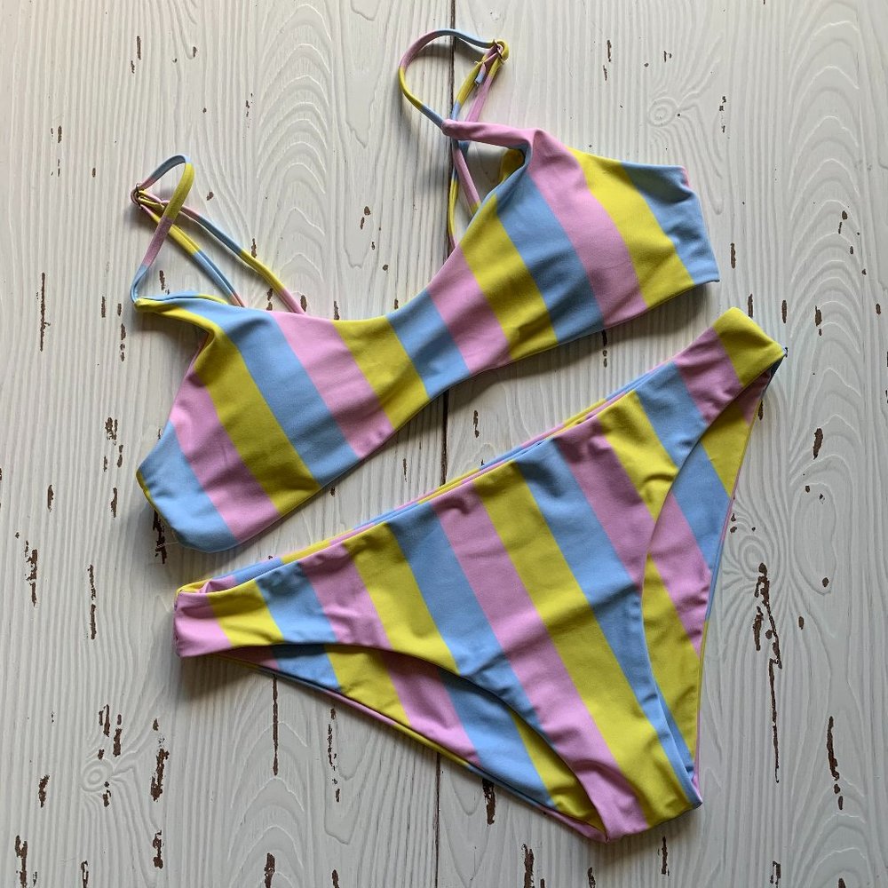Mutli Colored Stripped Bathing Suit Size Medium